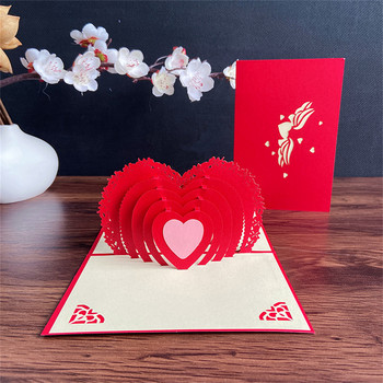 Κάρτα δώρο για την ημέρα του Αγίου Βαλεντίνου Ρομαντικό τρισδιάστατο προσκλητήριο γάμου Lovers Κόκκινος φάκελος Δώρο Κάρτα λουλουδιών για τη φίλη σύζυγο