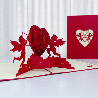 Karte Valentīna dienas dāvanu romantiska 3D mīļotājiem kāzu ielūgums sarkanā aploksnē dāvanu ziedu karte draudzenes sievai