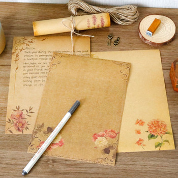 8 бр. Vintage European Lace Kraft Letter Paper A5 Romantic Love Thank You Letter Pad Подарък Покана за сватбено тържество Поздравителна картичка
