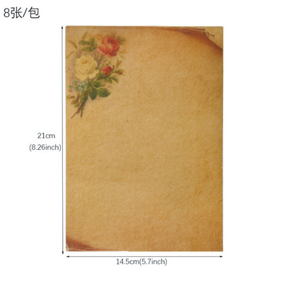 8gab Vintage Eiropas mežģīņu kraftpapīrs A5 romantiska mīlestības burtu bloks dāvanu kāzu ballītes ielūguma apsveikuma kartīte
