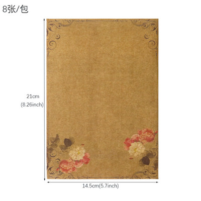 8gab Vintage Eiropas mežģīņu kraftpapīrs A5 romantiska mīlestības burtu bloks dāvanu kāzu ballītes ielūguma apsveikuma kartīte