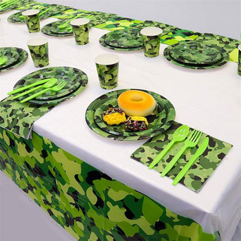 Τραπεζομάντιλο παραλλαγής Τραπεζομάντιλο σερβίτσιο Στρατιωτικό Πράσινο Πιάτο Δείπνου Στρατού για Διακόσμηση πάρτι γενεθλίων πολέμου