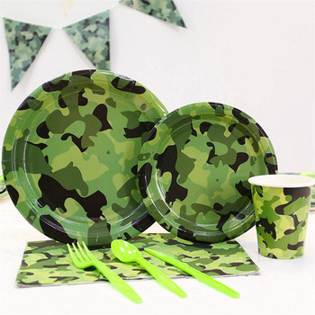 Τραπεζομάντιλο παραλλαγής Τραπεζομάντιλο σερβίτσιο Στρατιωτικό Πράσινο Πιάτο Δείπνου Στρατού για Διακόσμηση πάρτι γενεθλίων πολέμου