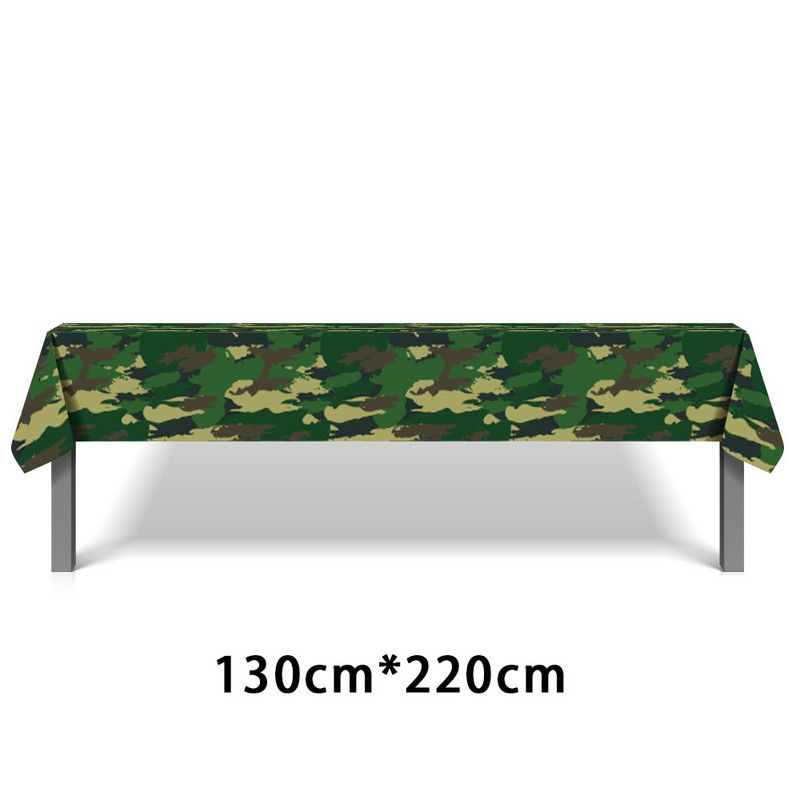 Katonai tematikus partikellékek terepszínű terítő asztali edények hadsereg zöld tányérja háborús születésnapi parti dekorációhoz