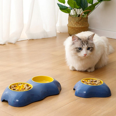 Купа за яйчен жълтък за домашни любимци Неплъзгаща се двойна купа за котки и кучета за многократна употреба Хранене с вода за домашна употреба