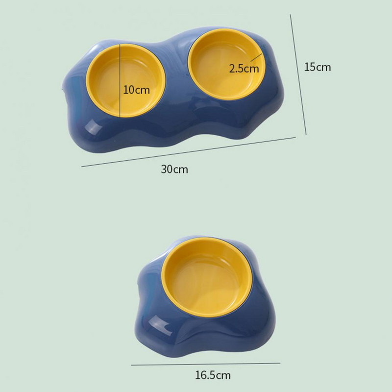 Mājdzīvnieku olu dzeltenuma bļoda, neslīdoša atkārtoti lietojama dubultā kaķa suņu bļoda barošanas ūdens padevei lietošanai mājās