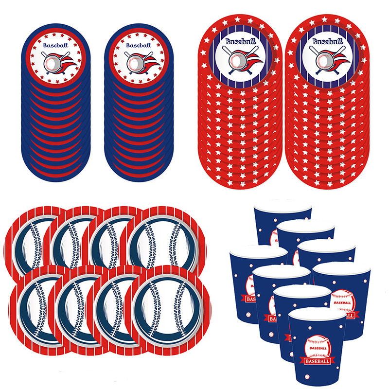 Fiú sport baseball labdajáték születésnapi parti eldobható étkészletek terítő transzparens léggömb baba zuhany party dekorációk