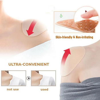1 двойка невидима, отделяща се дишаща силиконова подложка за рамо за жени, самозалепващо се облекло за многократна употреба