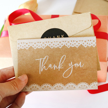 Χαρτί Kraft Ευχαριστήρια Κάρτες Χάρτινοι φάκελοι Αυτοκόλλητα Κιτ ευχετήρια κάρτα Ευλογίας Μήνυμα Κάρτα Γάμου Φεστιβάλ Εορτών Προμήθειες για γιορτές