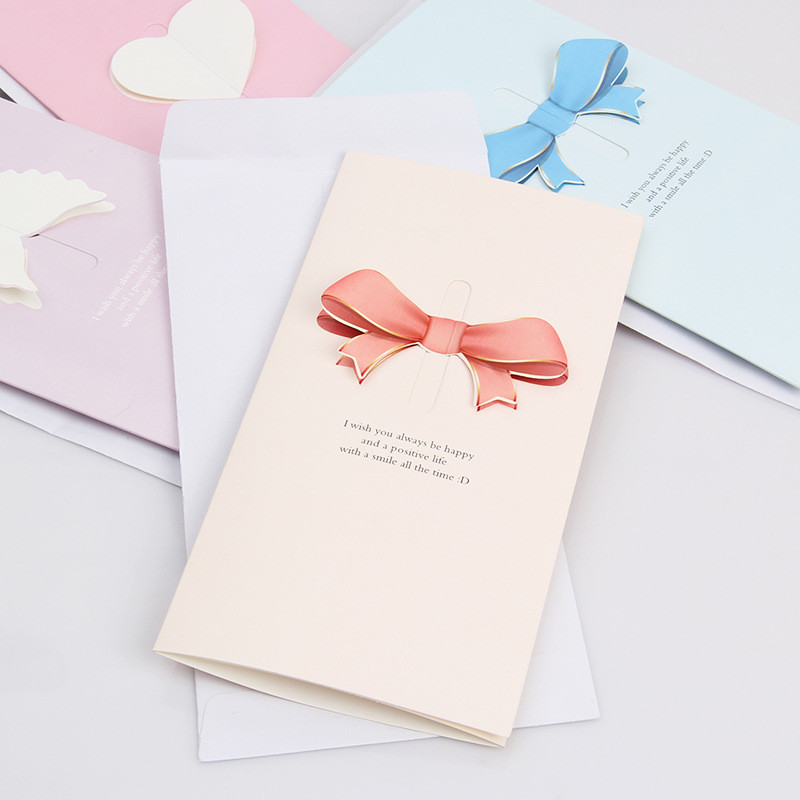 Bowknot Love Wing üdvözlőlap Esküvői Áldás Kártya Kézzel írt Meghívó Ajándékkártya Születésnapi Baby Shower Valentin-nap