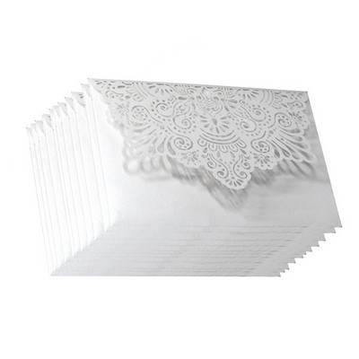 10Gb balts šampanieša zils ar lāzera griezumu noble floras kāzu ielūgumi kartīte eleganta mežģīņu labvēlība aploksnes kāzu ballītes dekors