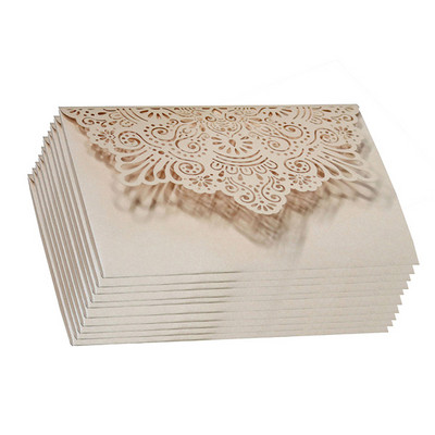 10Gb balts šampanieša zils ar lāzera griezumu noble floras kāzu ielūgumi kartīte eleganta mežģīņu labvēlība aploksnes kāzu ballītes dekors