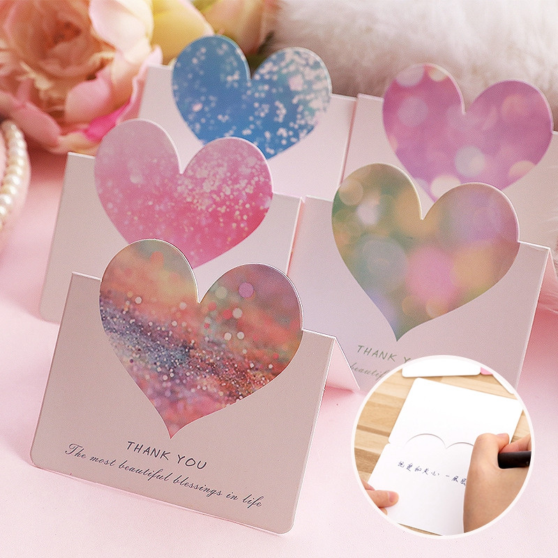 10db Szív üdvözlőlap Kreatív köszönő képeslap Valentin-napi esküvői meghívók kártya születésnapi ballagási ajándékok
