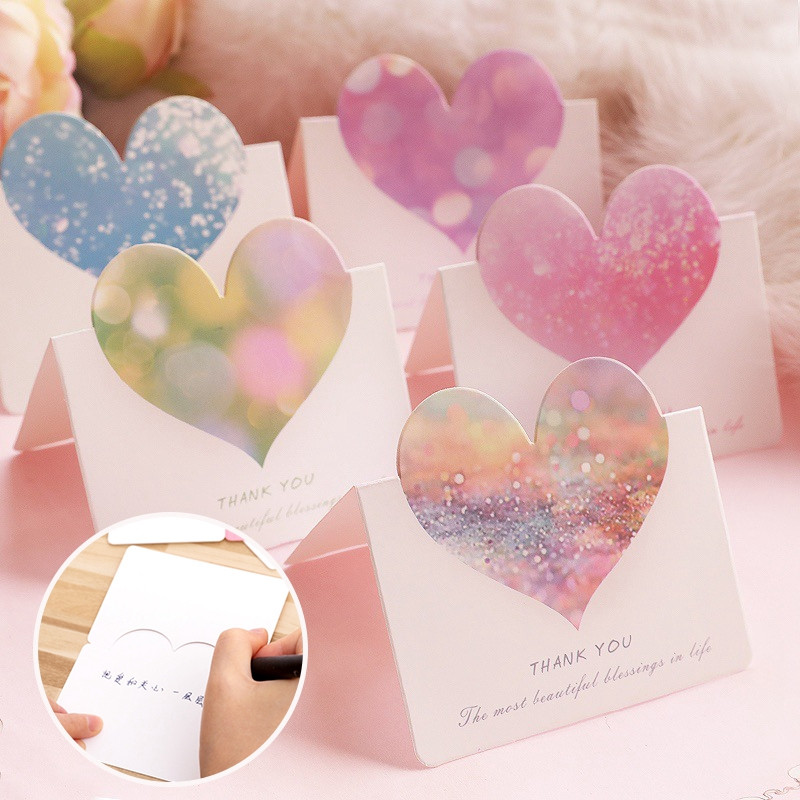 10db Szív üdvözlőlap Kreatív köszönő képeslap Valentin-napi esküvői meghívók kártya születésnapi ballagási ajándékok