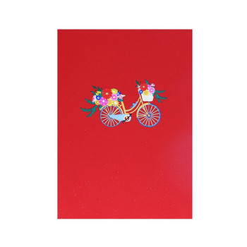 3D изскачаща велосипедна картичка с цветя Поздравително съобщение за благословия Хартиени консумативи за рожден ден Ден на бащата Ден на майката Сватбени картички M6CE