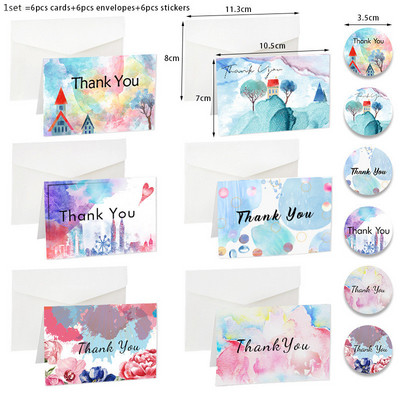 6db/szett virágmintás köszönőlapok Ünnepi Fesztiválok Üdvözlőlap Születésnapi Party Esküvői Vendégajándék