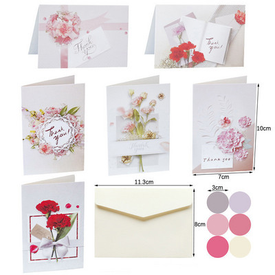 6db/szett virágmintás köszönőlapok Ünnepi Fesztiválok Üdvözlőlap Születésnapi Party Esküvői Vendégajándék