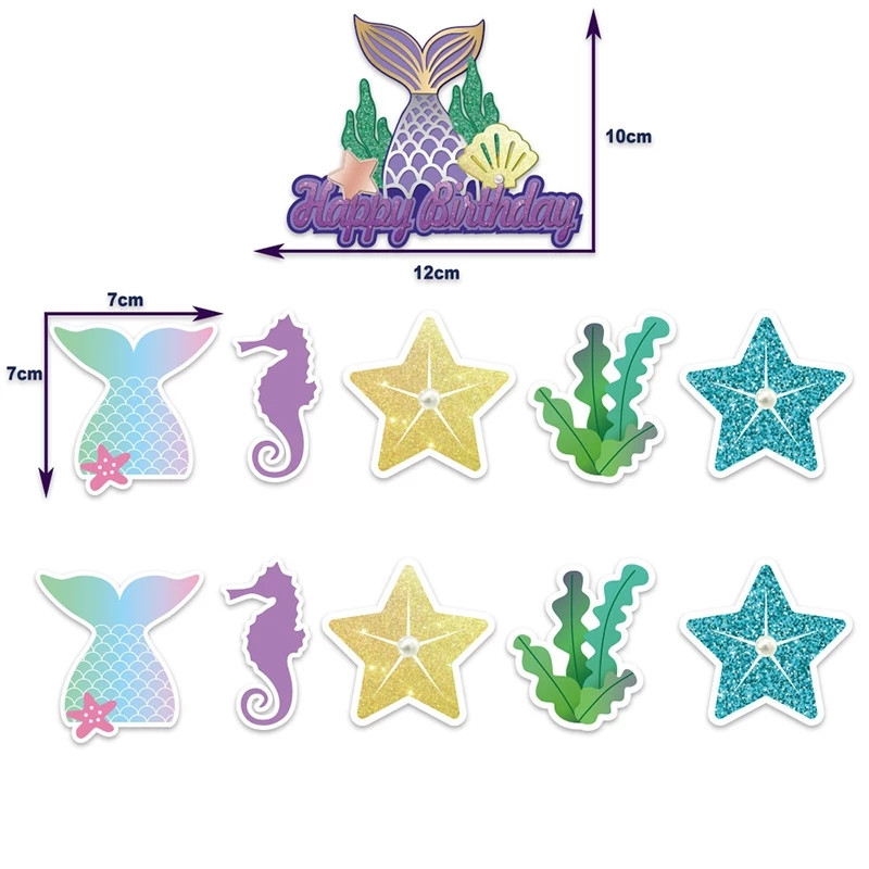 Kis sellő party dekoráció sellő tortalapátok konfetti lufi lány zuhany dekoráció gyerekeknek 1. születésnapi kellékek babazuhany