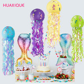 Lanternă de hârtie cu sirenă Lanterne de meduze agățate cu sclipici cu autocolante de sirenă Zi de naștere pentru fete Baby Shower Petrecere tematică pe ocean