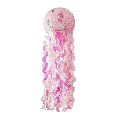 Lanternă de hârtie cu sirenă Lanterne de meduze agățate cu sclipici cu autocolante de sirenă Zi de naștere pentru fete Baby Shower Petrecere tematică pe ocean