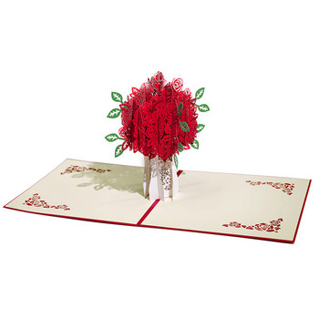 3D изскачащи картички Цветя Картичка за рожден ден Подаръци за годишнина Пощенска картичка Сърце Покани за сватба Поздравителни картички за Свети Валентин