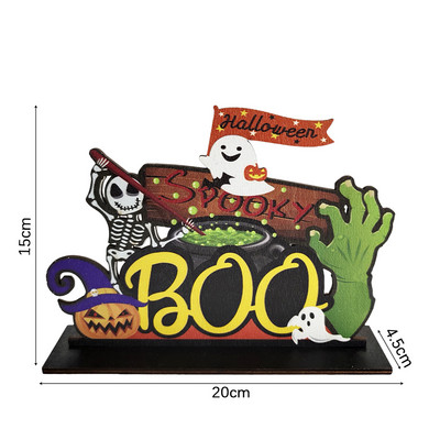 Halloween Ξύλινα στολίδια Pumpkin Ghost Skull Letters Ξύλινο ντεκόρ γραφείου για προμήθειες διακόσμησης αποκριάτικων πάρτι Diy