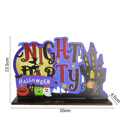 Halloween Ξύλινα στολίδια Pumpkin Ghost Skull Letters Ξύλινο ντεκόρ γραφείου για προμήθειες διακόσμησης αποκριάτικων πάρτι Diy