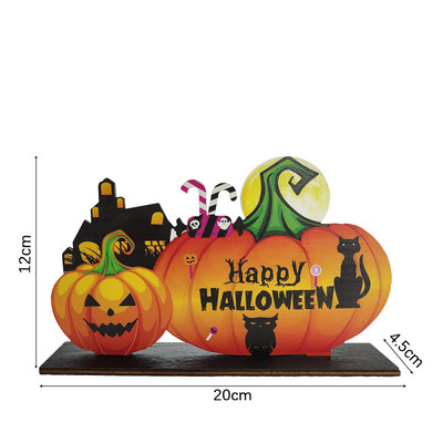 Halloween Ξύλινα στολίδια Pumpkin Ghost Skull Letters Ξύλινο ντεκόρ γραφείου για προμήθειες διακόσμησης αποκριάτικων πάρτι Diy
