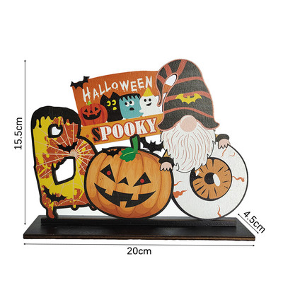 Halloween Ξύλινα στολίδια Pumpkin Ghost Skull Letters Ξύλινο ντεκόρ γραφείου για προμήθειες διακόσμησης αποκριάτικων πάρτι Diy