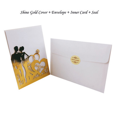 1 buc Mire și mireasă Inele drăguțe elegante tăiate cu laser Invitații de nuntă Felicitari Felicitari Ziua Îndrăgostiților Decor de nuntă