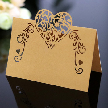 50 τμχ Κάρτες με κομμένα λέιζερ σε σχήμα καρδιάς Κάρτες με ονόματα γάμου για μωρά για μπομπονιέρα Τραπέζι Χριστουγεννιάτικη διακόσμηση γάμου