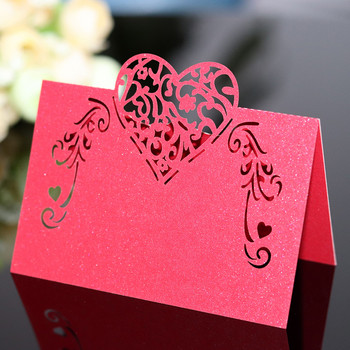 50 τμχ Κάρτες με κομμένα λέιζερ σε σχήμα καρδιάς Κάρτες με ονόματα γάμου για μωρά για μπομπονιέρα Τραπέζι Χριστουγεννιάτικη διακόσμηση γάμου