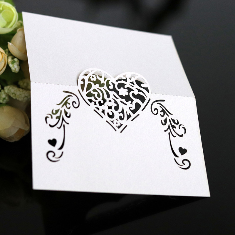 50gb Sirds formas lāzergrieztas vietas kartītes Bērnu dušas kāzu vārda kartītes ballīšu galdam Ziemassvētku kāzu dekorēšanai