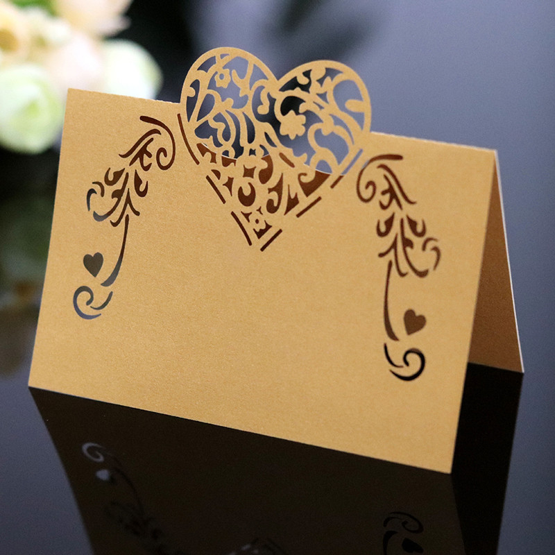 50gb Sirds formas lāzergrieztas vietas kartītes Bērnu dušas kāzu vārda kartītes ballīšu galdam Ziemassvētku kāzu dekorēšanai