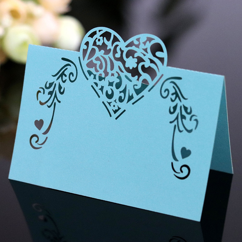 50gb Sirds formas lāzergrieztas vietas kartītes Bērnu dušas kāzu vārda kartītes ballīšu galdam Ziemassvētku kāzu dekorēšanai