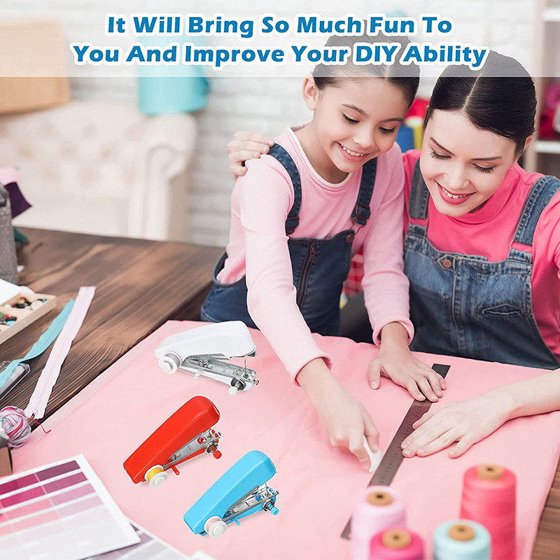 1 rinkinys Nešiojama rankinė siuvimo mašina Paprastas valdymas Dygsnis Patogus megztas audinys Rankų darbo rankdarbiai siuvinėjimas Mini „pasidaryk pats“ drabužiai