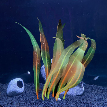 Симулация на аквариум Изкуствена водна трева Декор за аквариум 18-25 см Силиконови водорасли Орнамент Декорация Растения Аксесоари за аквариум