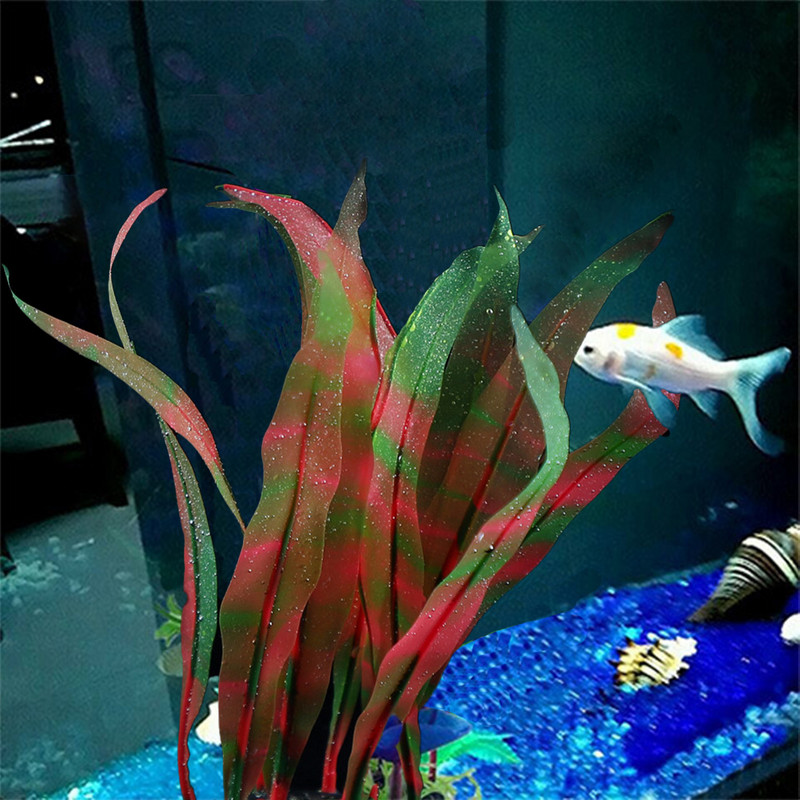 Akvárium szimuláció mesterséges víz fű akvárium dekor 18-25 cm szilikon moszat dísz Dekorációs növények Akvárium kiegészítők