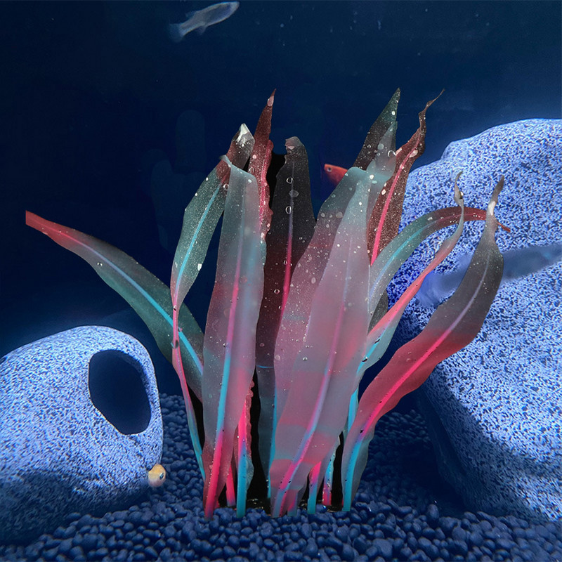 Akvárium szimuláció mesterséges víz fű akvárium dekor 18-25 cm szilikon moszat dísz Dekorációs növények Akvárium kiegészítők