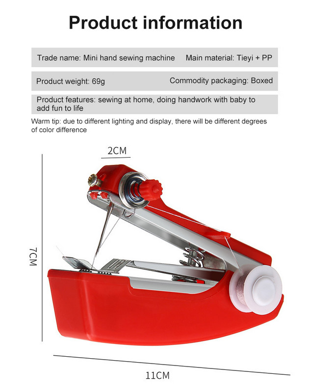 Mini varrógép hordozható kis kézi varrógép háztartási egyszerű kézi kézimunka kézi varró ruha szövet