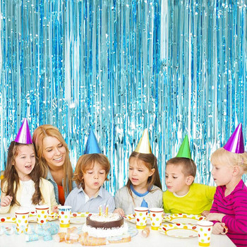 2 опаковки парти фон метално фолио ресни мишура завеса възрастни деца рожден ден сватбена украса Baby Shower Favor консумативи