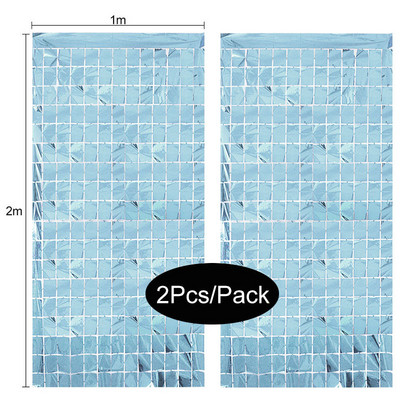 Divu komplektu ballīšu fons Metāla folijas bārkstis vizulis aizkars pieaugušajiem bērniem dzimšanas dienas svinībām kāzu dekorēšanai bērnu dušas labvēlības piederumi