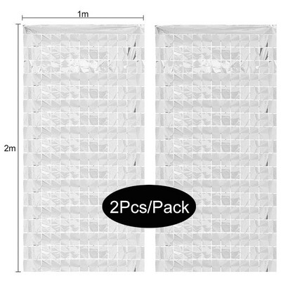Divu komplektu ballīšu fons Metāla folijas bārkstis vizulis aizkars pieaugušajiem bērniem dzimšanas dienas svinībām kāzu dekorēšanai bērnu dušas labvēlības piederumi