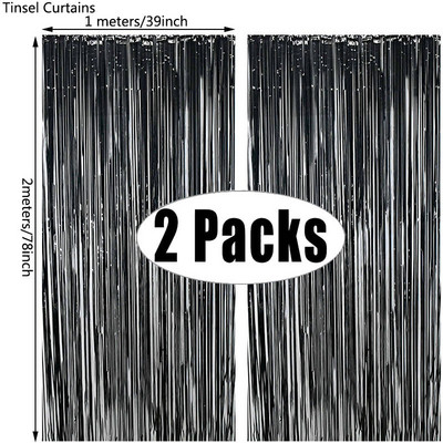 Divu komplektu ballīšu fons Metāla folijas bārkstis vizulis aizkars pieaugušajiem bērniem dzimšanas dienas svinībām kāzu dekorēšanai bērnu dušas labvēlības piederumi