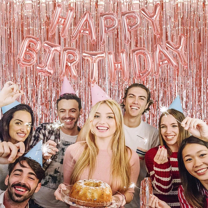 Divu komplektu ballīšu fons Metāla folijas bārkstis vizulis aizkars pieaugušajiem bērniem dzimšanas dienas svinībām kāzu dekorēšanai bērnu dušas labvēlības piederumi