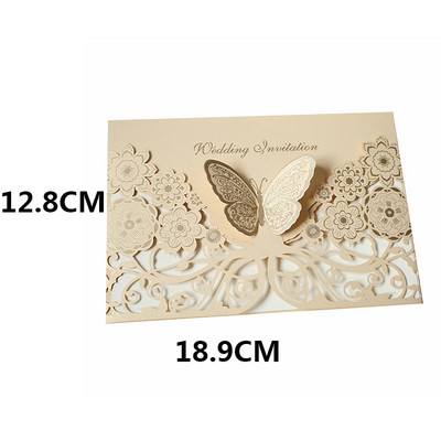 1 bucata hartie sidefata Decoratiuni de nunta Taiata cu laser Invitatii fluture Seturi de carduri pentru nunta Card de hartie de dus de nunta