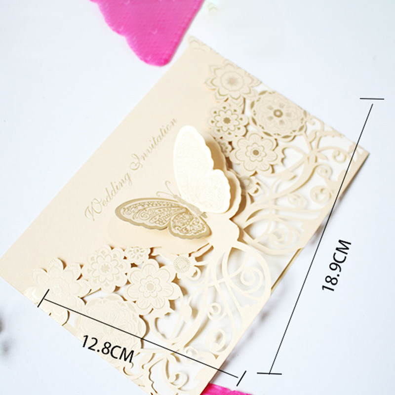 1 bucata hartie sidefata Decoratiuni de nunta Taiata cu laser Invitatii fluture Seturi de carduri pentru nunta Card de hartie de dus de nunta
