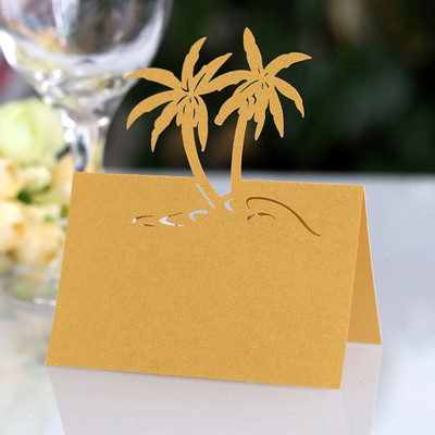 50gab Lāzergriezts kokosriekstu koka galds Nosaukums Vietas kartīte Viesa Ziņojums Iestatījuma kartīte Kāzu pasākums Ziemassvētku ballītes labvēlības dekorācijas