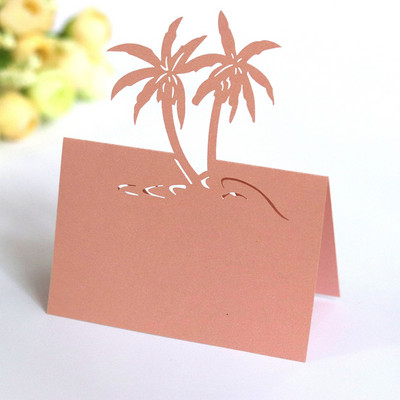 50gab Lāzergriezts kokosriekstu koka galds Nosaukums Vietas kartīte Viesa Ziņojums Iestatījuma kartīte Kāzu pasākums Ziemassvētku ballītes labvēlības dekorācijas