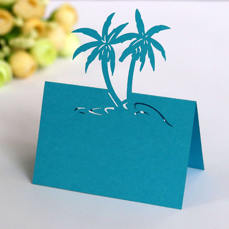 50gab Lāzergriezts kokosriekstu koka galds Nosaukums Vietas kartīte Viesa Ziņojums Iestatījuma kartīte Kāzu pasākums Ziemassvētku ballītes labvēlības dekorācijas